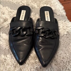 Steve Madden Black Chain Detail Mules